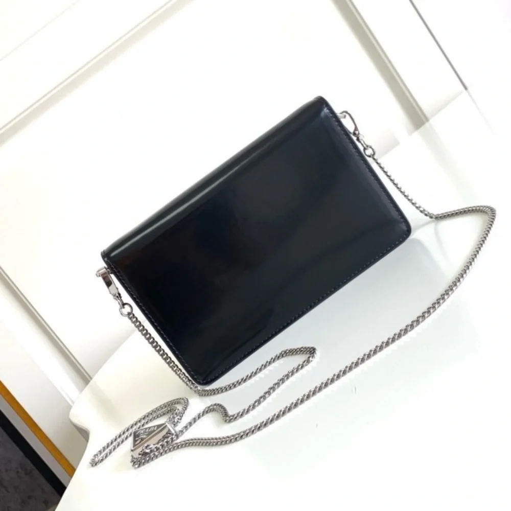 Prada Black Patent Leather Clutch with Chain - Picture 6 of 16
